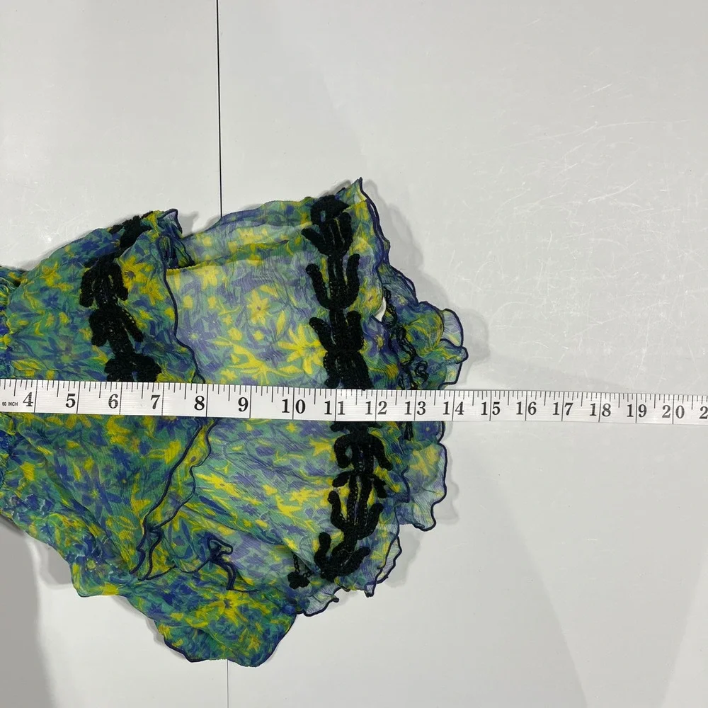 Poupette St Barth Silk Blend Floral Tiered Smocked Mini Skirt Size 0 Lettuce Hem